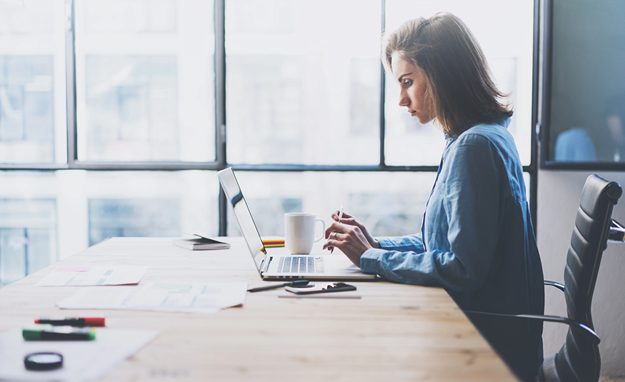 Woman working on laptop